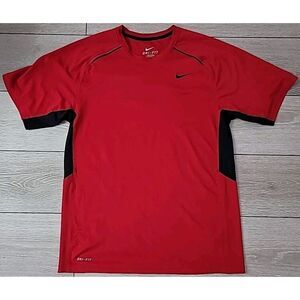 Nike Red and Black Dri-FIT Men's Short Sleeve Tee
